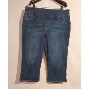 Chicos Slim Leg Pull-On Stretch Denim Capri Jeans Size 2R US 12R Blue Casual